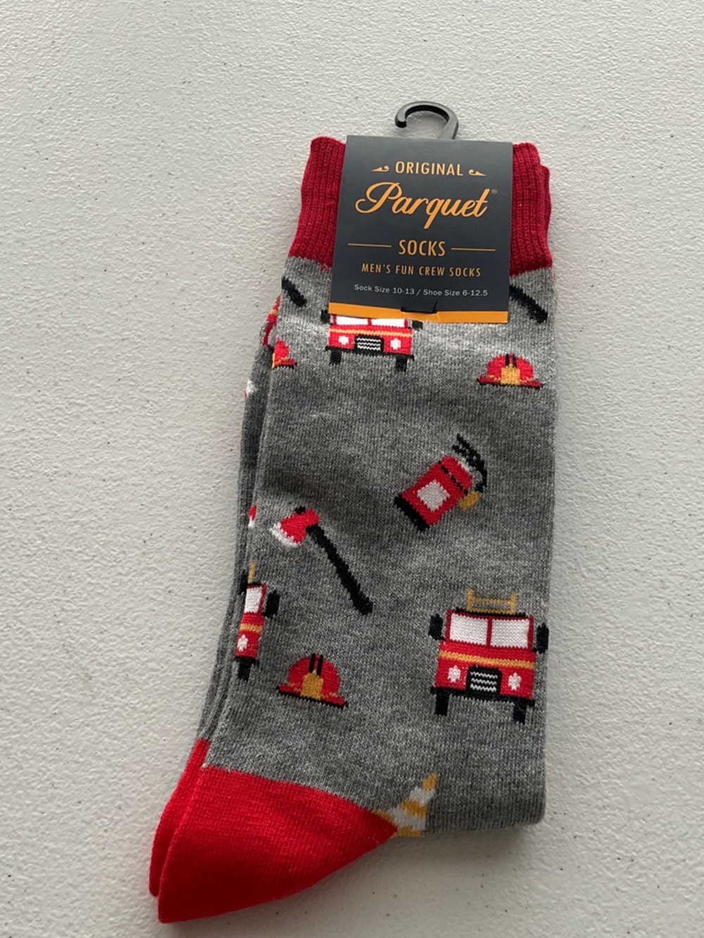 🌺$5.00 must bundle 🌺Men’s Gray & Red Firefighter Truck Crew Socks